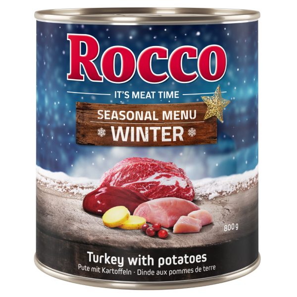 24x800g Rund met Kalkoen en Aardappelen Rocco Winter Hondenvoer nat