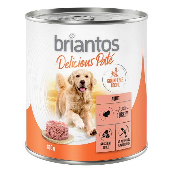 6x800g Kalkoen Briantos Honden Natvoer