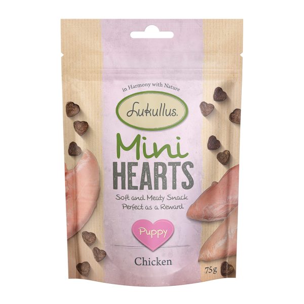 3x75g Lukullus Puppy mini hearts snacks kip graanvrij hondensnacks