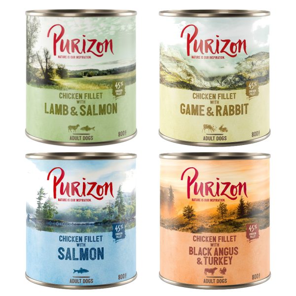 6x800g Purizon Original Adult Mixpakket (2x Black Agnus, 2x Lam, 1x Zalm, 1x Wild) Honden Natvoer