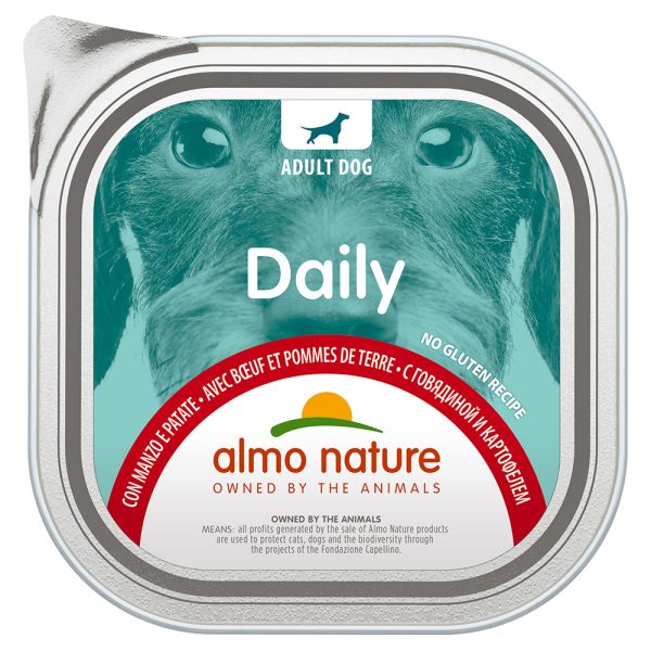 15% Korting! Almo Nature Dog Daily 9 x 300 g  - met rundvlees en aardappelen (9 x 300g)