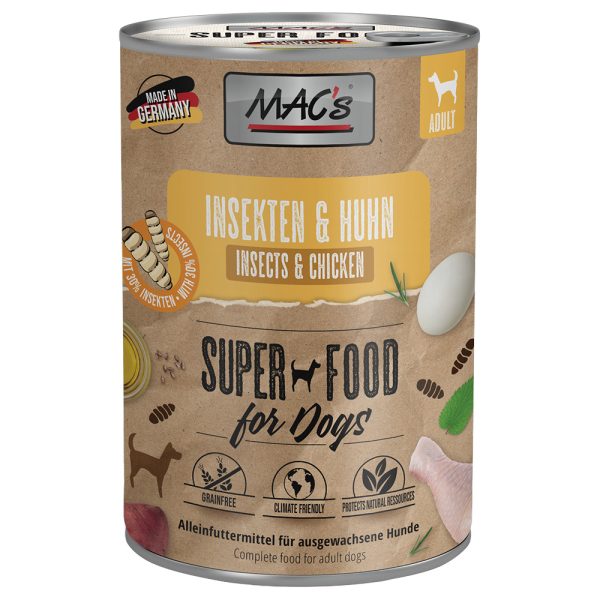 24x 400g MAC's natvoer voor honden met insecten Insecten & Kip natvoer voor honden