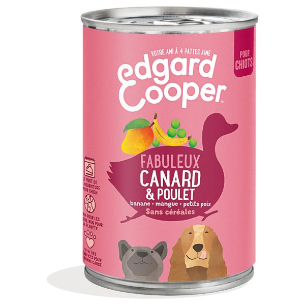 12x 400g Edgard & Cooper Puppy Graanvrij Eend & Kip natvoer voor honden