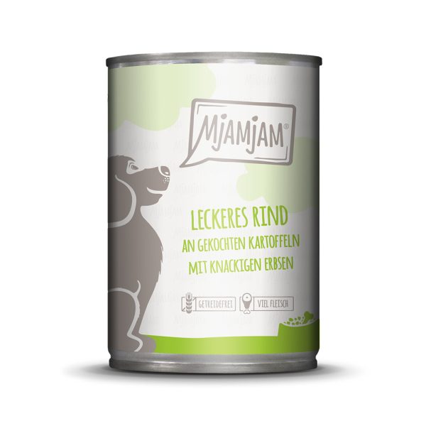 6x400g MjAMjAM Adult hond heerlijk rund met gekookte aardappelen nat hondenvoer