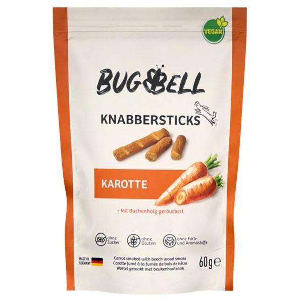 Voordeelpakket: 4 x 60 g BugBell knabbelsticks wortel hondensnacks