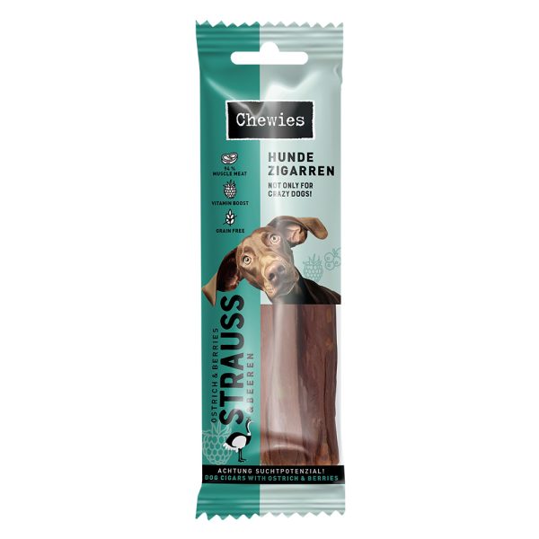 Dubbelpak: 2x75g Chewies Hondensigaren Struisvogel & Bessen hondensnacks