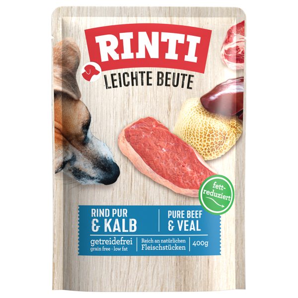 Voordeelpakket: 30x400g RINTI Leichte Beute puur rund & kalfs natvoer voor honden