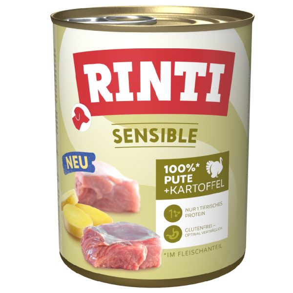 Rinti Sensible Gemengd Pakket 12 x 800 g Hondenvoer - Kalkoen & Aardappel