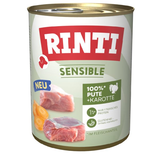 Rinti Sensible Gemengd Pakket 12 x 800 g Hondenvoer - Kalkoen & Wortel