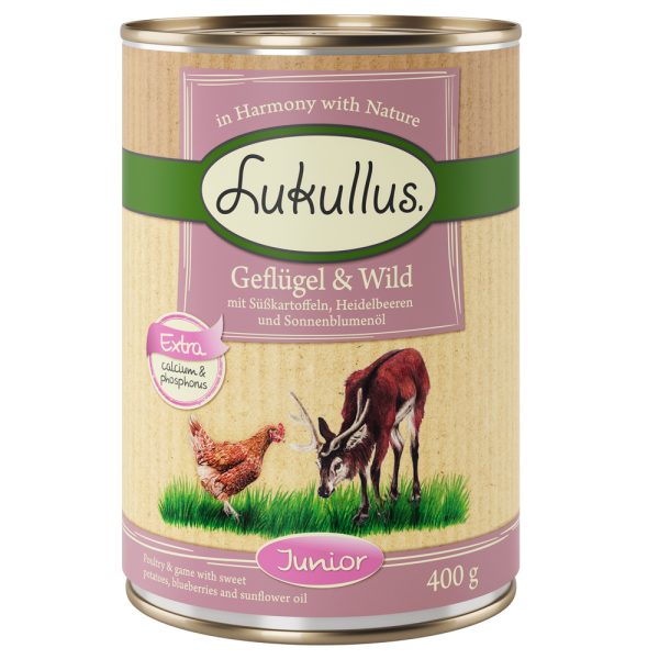 24x400g Junior Gevogelte & Wild (Graanvrij) Lukullus Hondenvoer