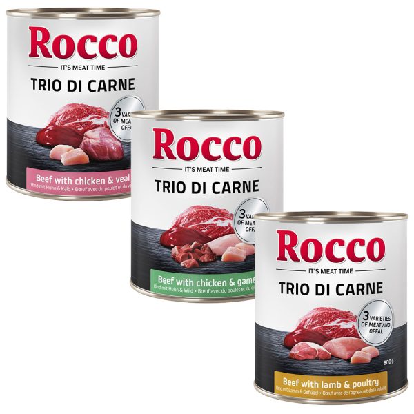 Rocco Classic Trio di Carne - 24 x 800 g Voordeelpak Hondenvoer - Voordeelpak 24 x 800 g Mix van 3 Soorten