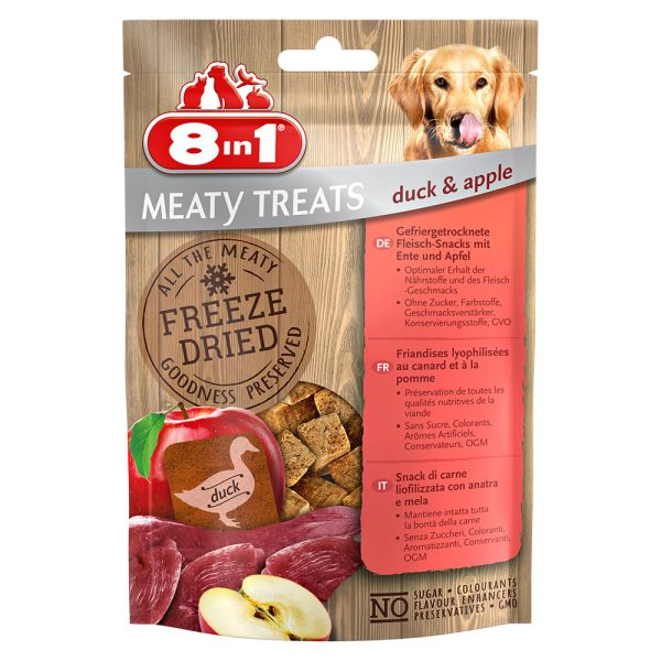 2 + 1 gratis! 3 x 8in1 snacks - Meaty Treats - Eend en appel (3 x 50g)