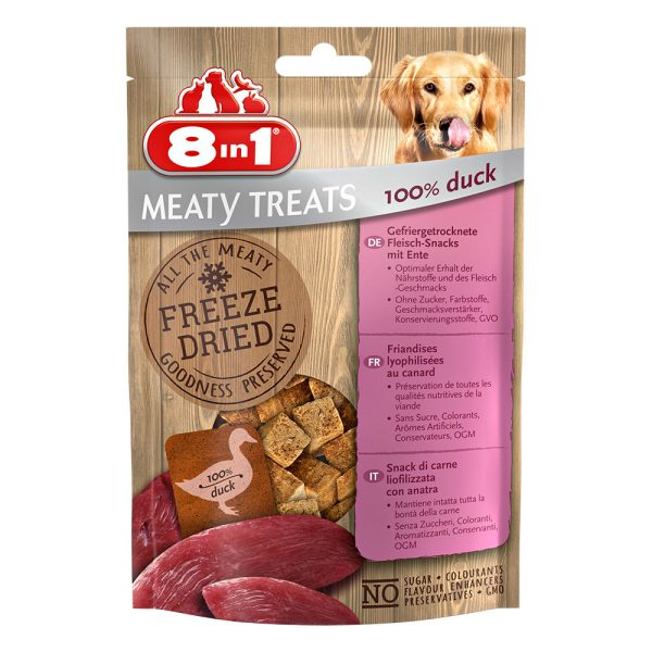 2 + 1 gratis! 3 x 8in1 snacks - Meaty Treats - Eend (3 x 50g)