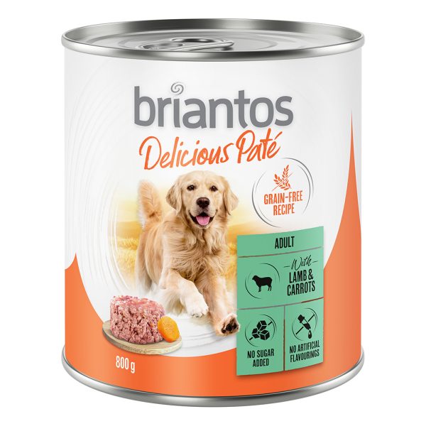 6x800g Lam en Wortelen Briantos Honden Natvoer