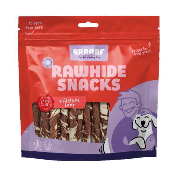 10% Korting! 2x Braaaf Snacks voor honden - 2 x 25 Stuks Roll Sticks Lam met Kabeljauw