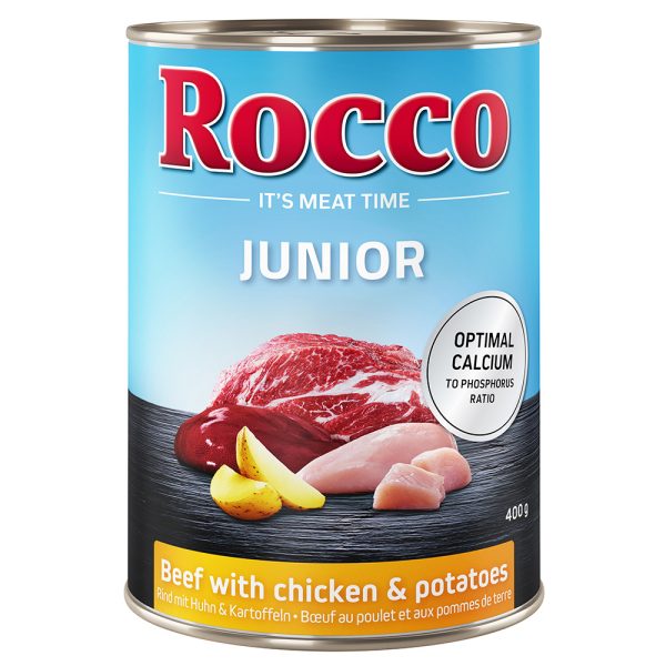 6x400 g Rocco Junior Rund met Kip & Aardappelen Honden Natvoer