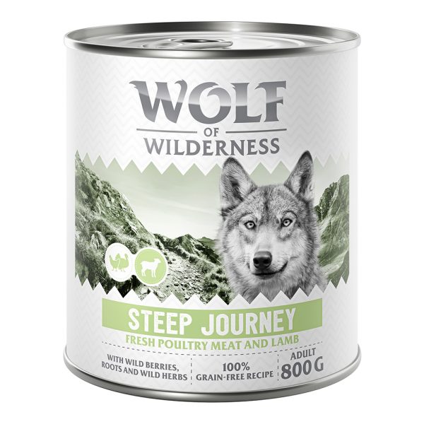 18x800g Wolf of Wilderness voor een speciale prijs! - Steep Journey - Gevogelte met Lam