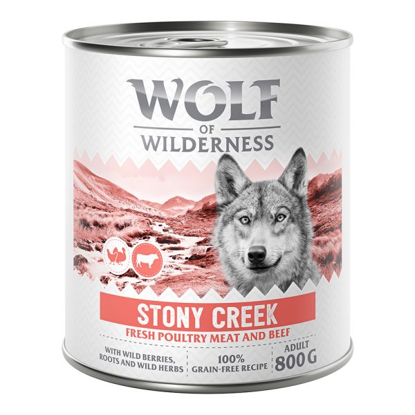 18x800g Wolf of Wilderness voor een speciale prijs! - Stony Creek - Gevogelte met Rund