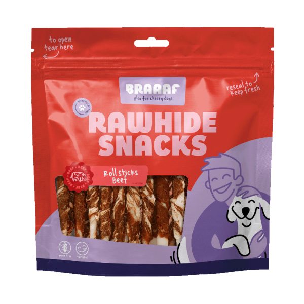 10% Korting! 2x Braaaf Snacks voor honden - 2 x 25 Stuks Roll Sticks Rund met Kabeljauw