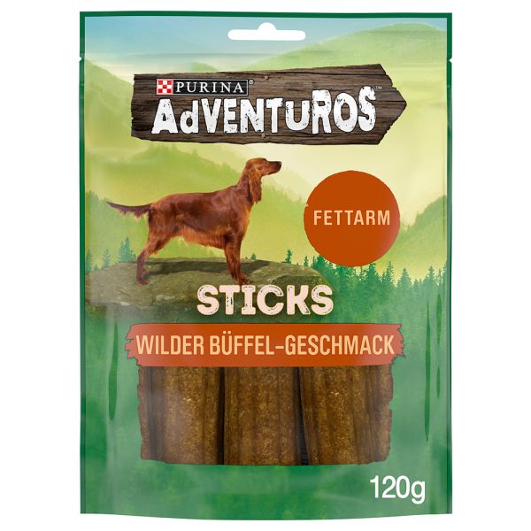 2 + 1 gratis! AdVENTuROS Hondensnacks - Sticks Wilde Buffel (3 x 120g)