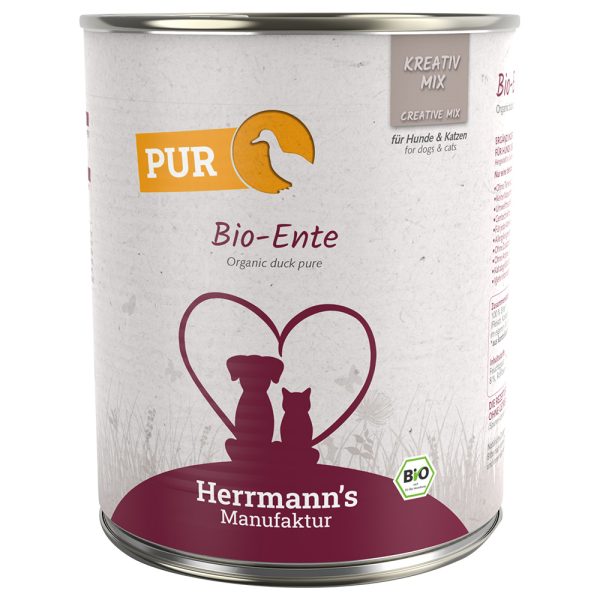 Herrmann's Vlees Puur 6 x 800 g Hondenvoer - Bio-Eend