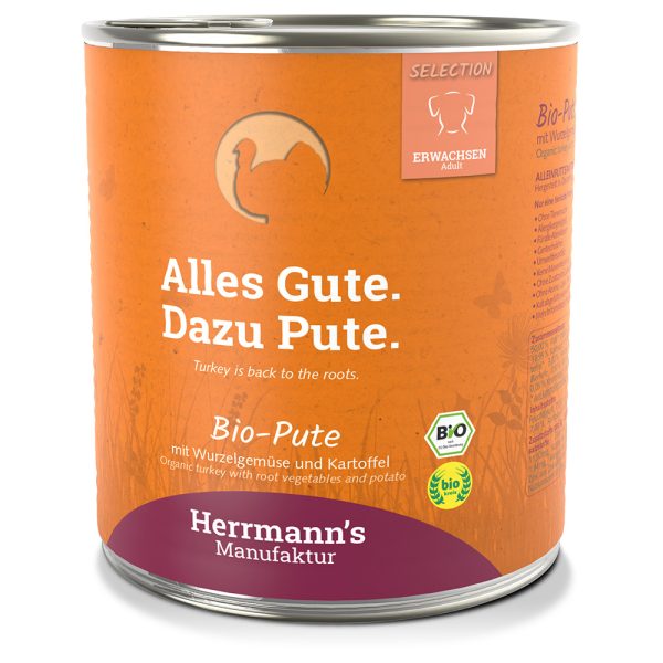 12x800g Herrmann's Menu Bio kalkoen met bio wortelen en bio aardappelen