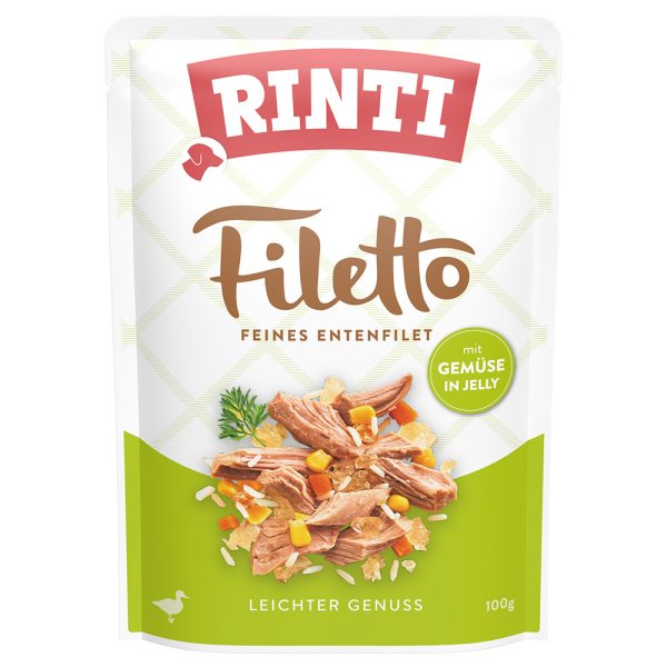 24 x 100 g Rinti Filetto Zakjes in Gelei Eend met Groente hondenvoer nat