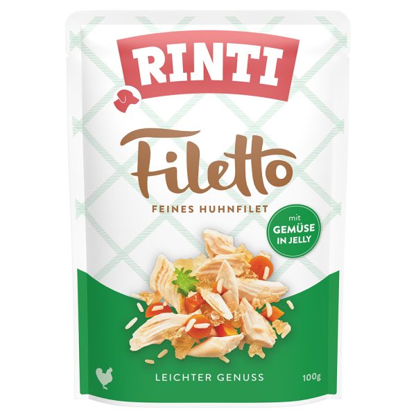 24 x 100 g Rinti Filetto Zakjes in Gelei Kip met Groente hondenvoer nat