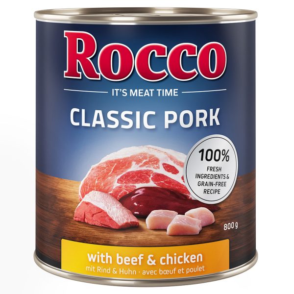 Rocco Classic Pork 6 x 800 g Hondenvoer Rund & Kip