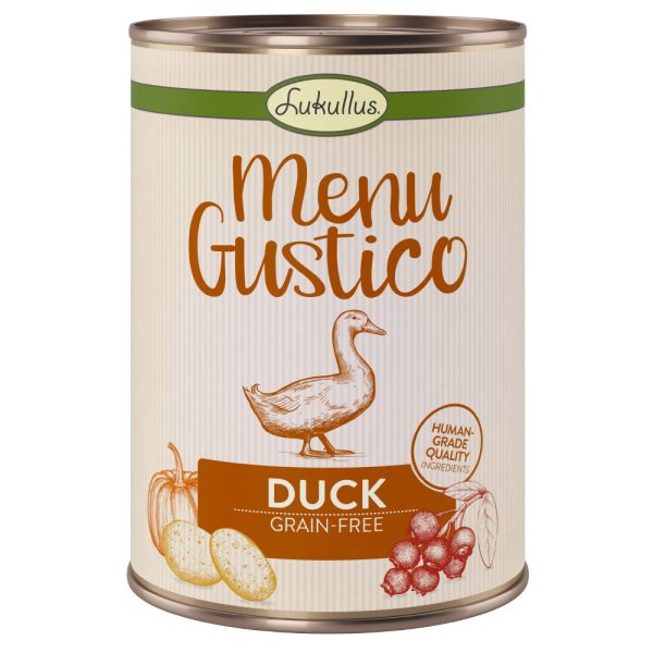 6 x 400g Lukullus Menu Gustico Eend met Wortel, Veenbessen en Rozemarijn Kattenvoer