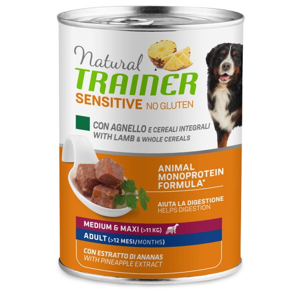 12x400g met Lam & Volkoren Sensitive Trainer Natuurlijk Umido Cani