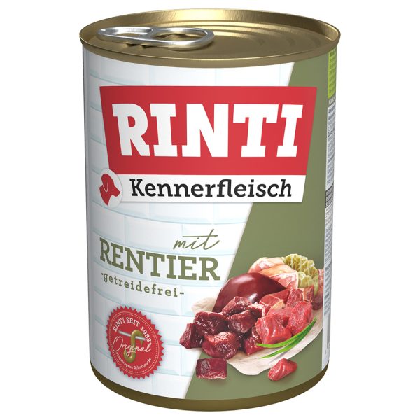 12 x 400 g RINTI Kennerfleisch Rendier Natvoer Hond