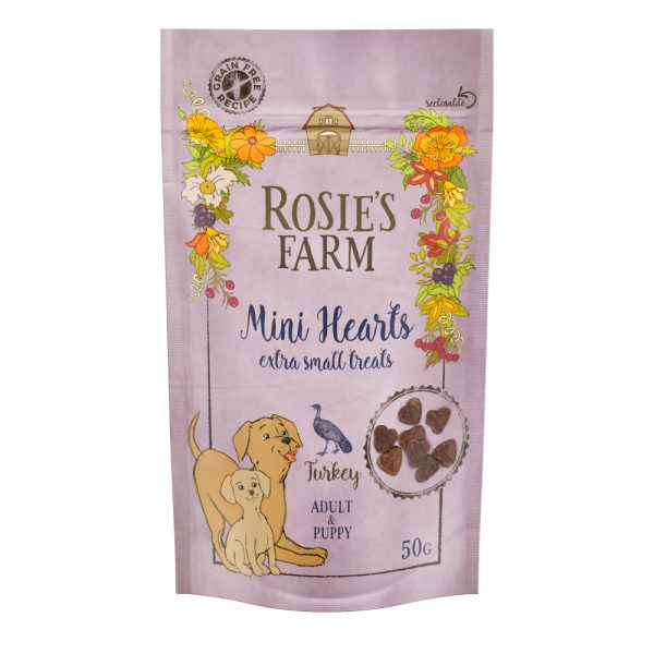 Rosie’s Farm hondensnacks - "Mini Hearts" Kalkoen (150g)