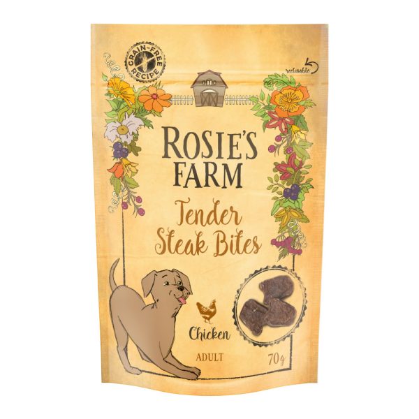 Rosie’s Farm hondensnacks - "Tender Steak Bites" Kip (210g)
