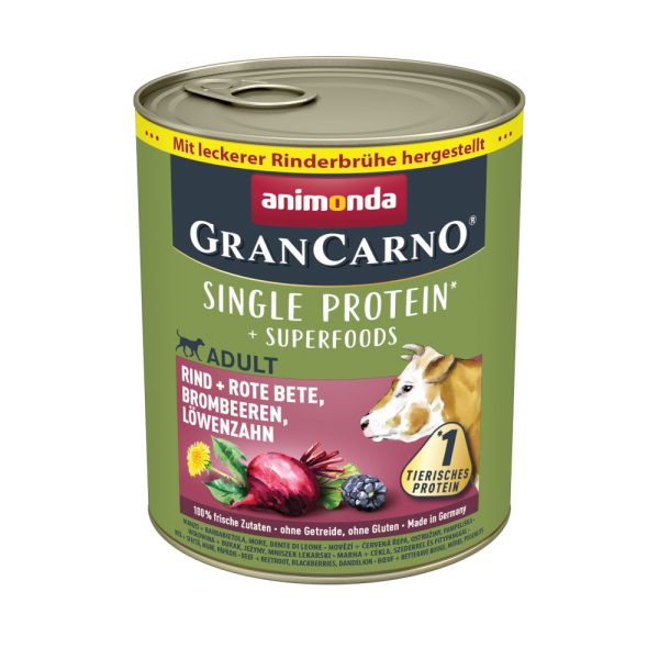24x800g animonda GranCarno Adult Superfoods Rundvlees + Rode Biet, Bramen, Paardenbloem Honden Natvoer