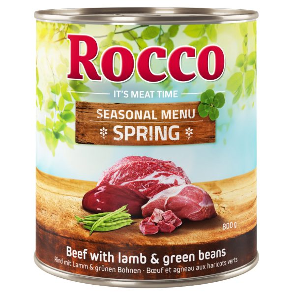 24x800g Lente Menu Lam met Sperziebonen Rocco Natvoer Honden