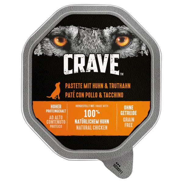 Crave Adult Pastei Hondenvoer  - 7 x 150 g Kip & Kalkoen