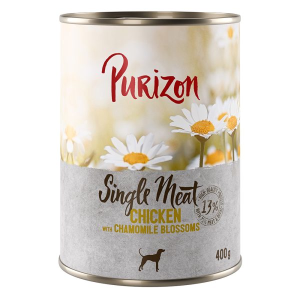 Purizon honden natvoer - Single Meat kip met kamillebloesem (6 x 400 g)