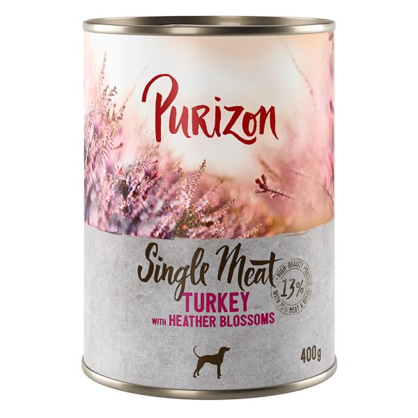 Voordeelpakket: Purizon Single Meat 24 x 400 g - Kalkoen met heidebloemen