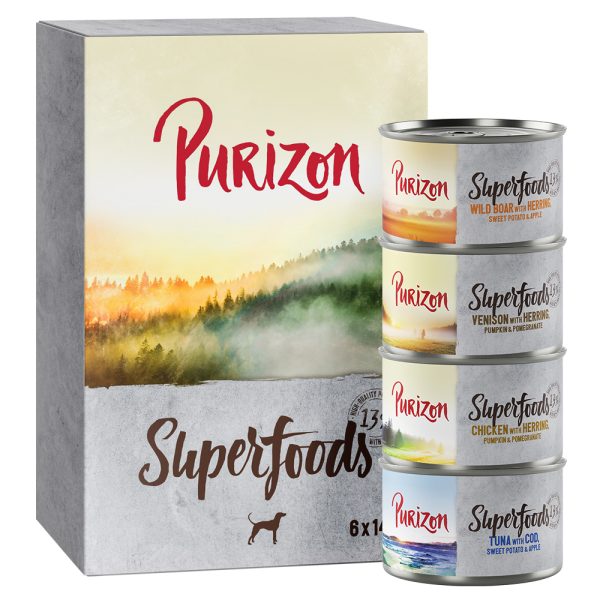 Purizon Superfoods 12 x 140 g - Mixpakket (2 Kip, 2x Tonijn, 1x Everzwijn, 1x Wild)