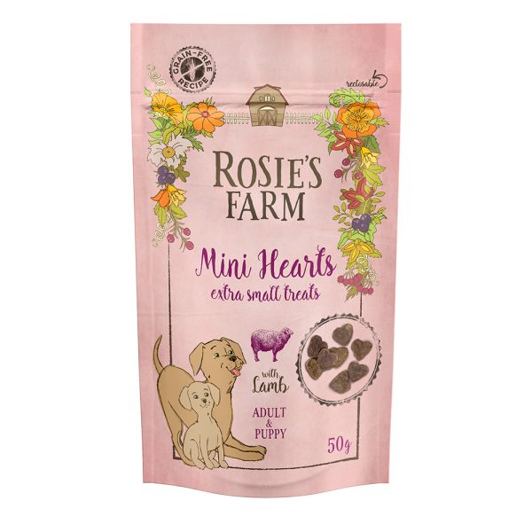 Rosie’s Farm hondensnacks - "Mini Hearts" Lam (150g)