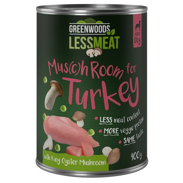 6 x 400 g Greenwoods Less Meat Kalkoen Honden Natvoer