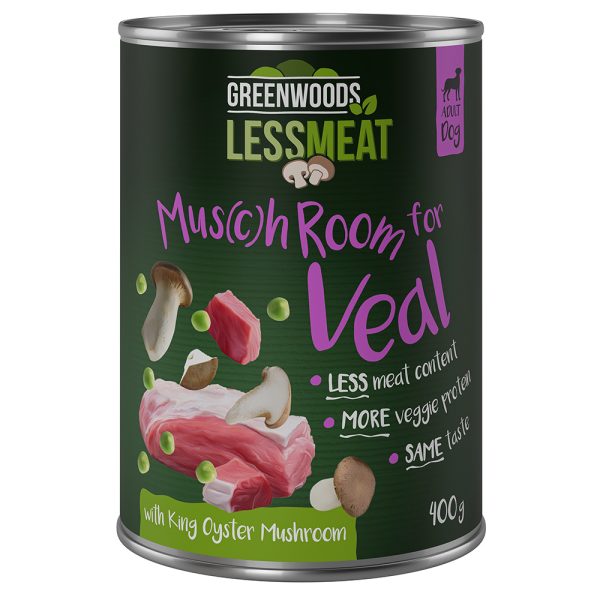 6 x 400 g Greenwoods Less Meat Kalf Honden Natvoer