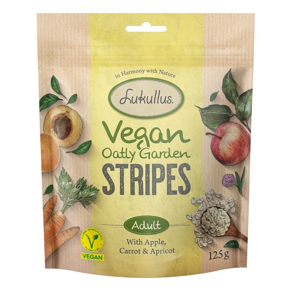 125g Appel, Wortel & Abrikoos Lukullus Vegan Garden Stripes Hondensnacks