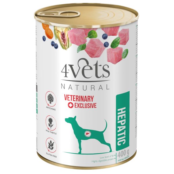 12x 400g 4vets Natural Dog Hepatic hondenvoer nat