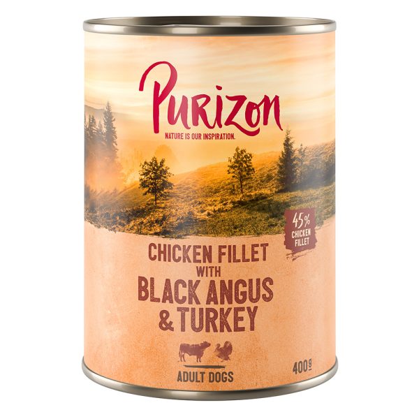 Purizon honden natvoer - Black Angus & kalkoen met zoete aardappel en cranberry (6 x 400 g)