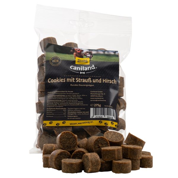 3x275g Struisvogel- en Hertenkoekjes Canibit Hondensnacks