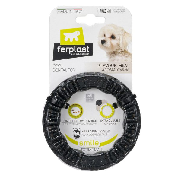 Ferplast Smile Kauwring, zwart XS: Ø8,5x1,7cm Hond