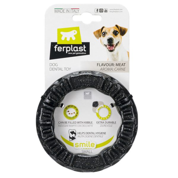 Ferplast Smile Kauwring, zwart S: Ø12x2,4cm Hond