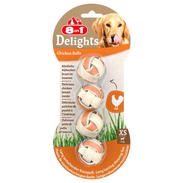 8in1 Delights Kauwballen kip - Voordeelpakket: 6 x 36 g (24 stuks)